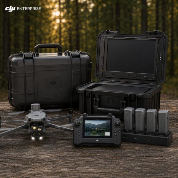 High Fence Ranch Elite Kit – DJI Matrice 4T thermal drone with hard case, RC Plus 2 controller, four flight batteries, charging hub and large viewing monitor