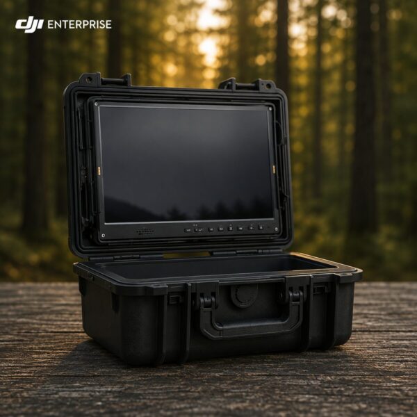 Large viewing monitor mounted in a rugged hard case for field use